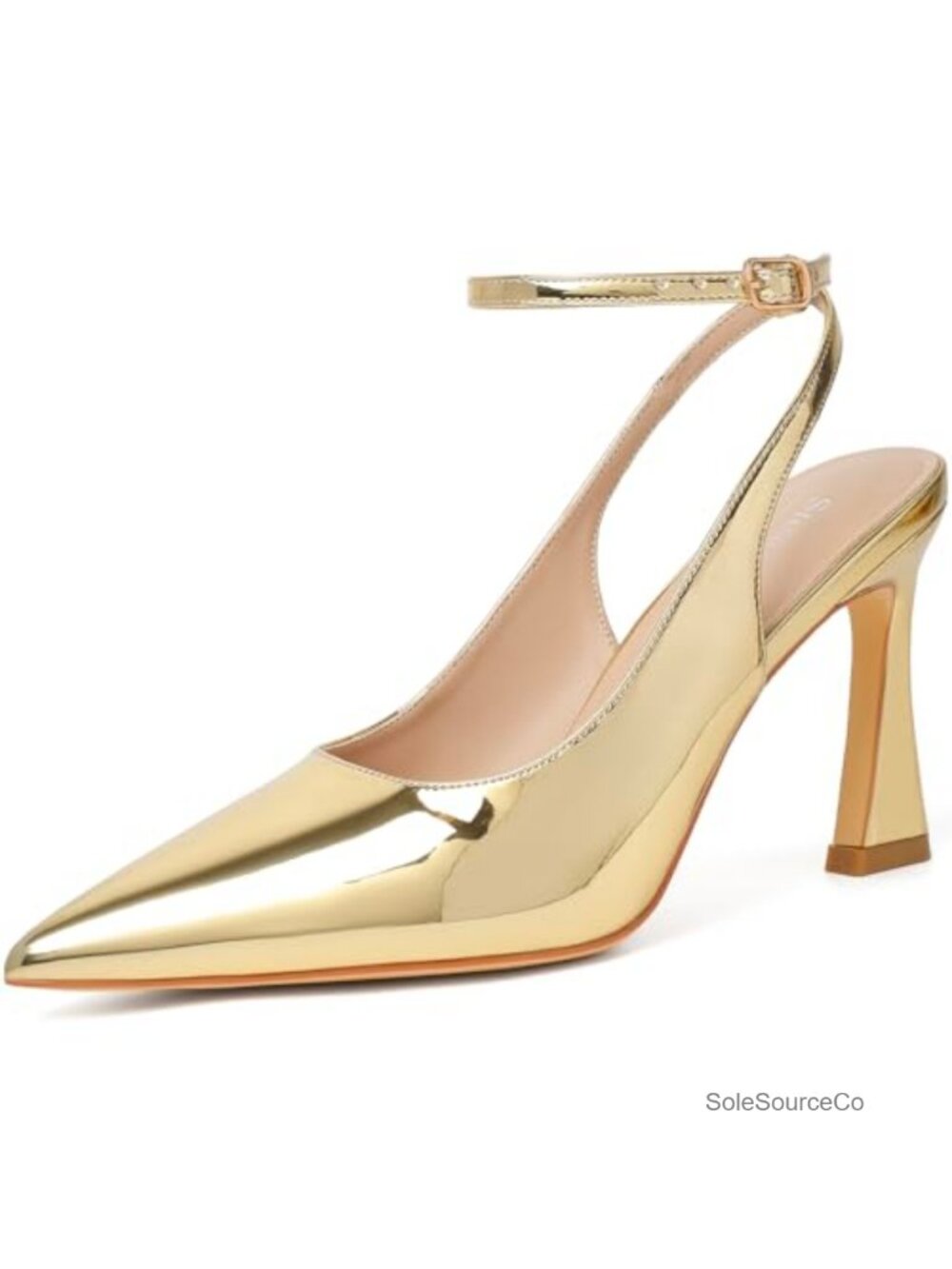 Susanny Womens Slingback Closed Toe Ankle Strap High Heels Pointed Toe Stiletto